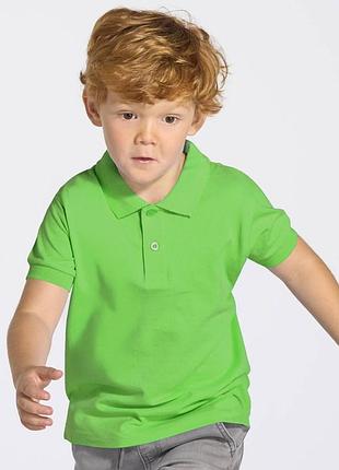Детская футболка поло jhk kid polo, с воротником, салатовая, размер 128, на 7/8 лет