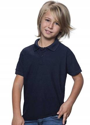 Детская футболка поло jhk kid polo, с воротником, темно-синяя, размер 128, на 7/8 лет