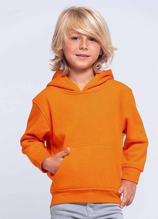Дитяче худі jhk kid sweatshirt kangaroo, з капюшоном, з нашивною кишенею, помаранчеве, розмір 128, на 7/8 років