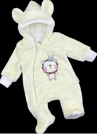 Комбінезон (ромпер) із капюшоном "левенятко", набивна махра тм "mk"