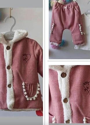 Костюм 3в1: куртка, штани, реглан “леді”, трьохнитка на махрі тм "bebetto"