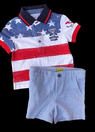 Костюм 2в1: шорти, поло, бавовна, котон тм "original marines" (68-74 см)