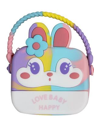 ☛☇дитяча сумка lesko кролик через силіконове плече для дівчаток з ремінцем 58-110 см малий рюкзак зайчик ve-33