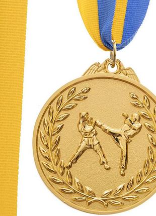 Медаль спортивная с лентой двухцветная единоборства c-4853 золотой (33508368), fdso