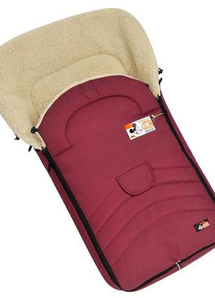 Конверт-чехол зимний на овчине в коляску и санки for kids maxi бордового цвета (fk- maxi – burgundy)