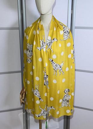 Joules відомий британський бренд новий  жовто-гірчичний палантин з оригінальним принтом