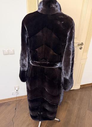 Шуба норкова black glama, преміум якість , колір шоколад