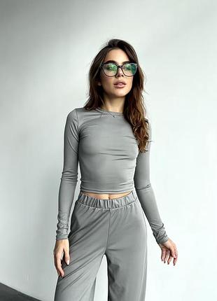 Костюм штани + лонг сірий (дайвінг)