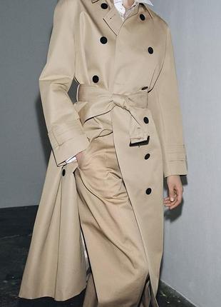 Тренч плащ бежевий zara двобортний тренч zara