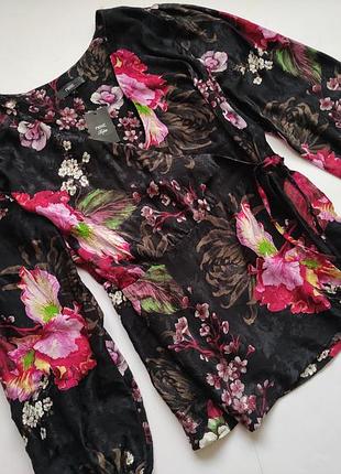 Блуза сатиновая в форме запаха большого размера батал