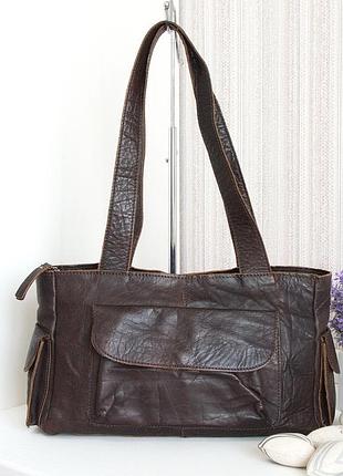 Сумка шкіряна коричнева, натуральна шкіра, італія.