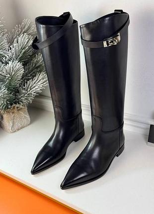 Сапоги женские кожаные чёрные
