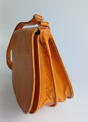 Шкіряна сумка через плече з натуральної шкіри, руда/кармельна — 4 відділення
