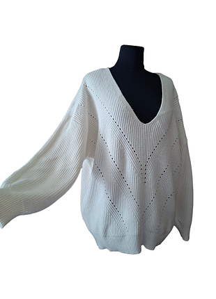 Світер жіночий next білий розмір l з ажурним візерунком