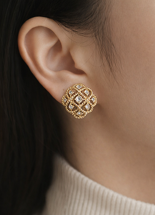 Тренд стильні жіночі золотисті сережки кульчики пусети вінтажний стиль