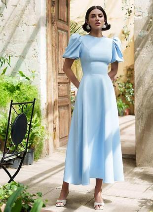 6 цветов! женское платье-миди с короткими рукавами, длинное платье с широкой юбкой, базовое, классическое, романтичное, приталенное, праздничное