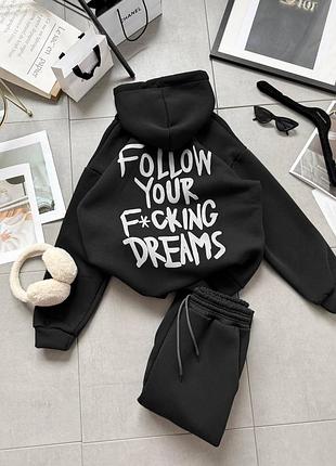 Жіночий теплий спортивний костюм на флісі тринитка пеньє