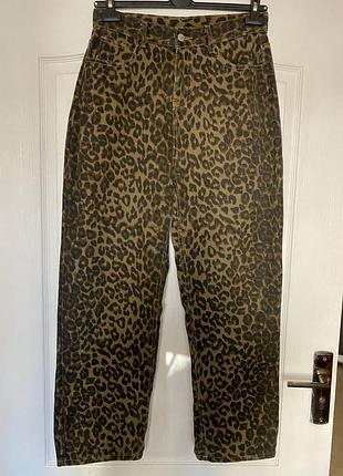 Стильні жіночі джинси -палаццо з леопардовим прінтом. розмір 29/m/46  30/l/48