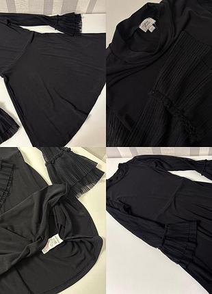 River island чорна легка сукня з фатиновими рукавами 9/10 років 134/140 зріст