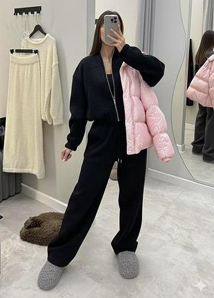 Спортивний костюм флісовий на флісі жіночий базовий на зиму без капюшону на блискавці зіпка зимовий сірий коричневий чорний