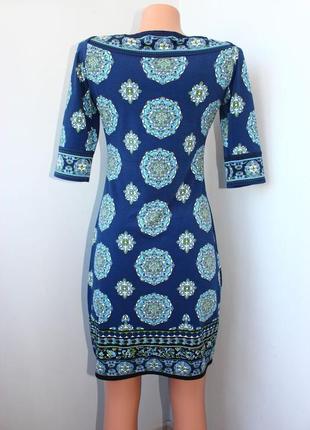 Блуза туника как платье темно-синее в геометрический принт лодочкой, mjjp, xs (3301)3 фото