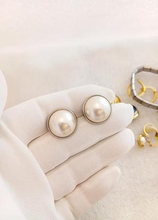 Серьги американский винтаж классические, искусственные жемчужины,
