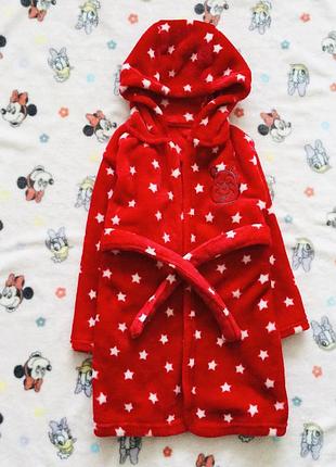 1-2 рок., disney флисовый, махровый, пушистый халат со звездами и капюшоном. унисекс теплый, банный, на море или в бассейн. новый со всеми бирками. длин