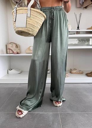 Шовкові штани палаццо, брюки широкі