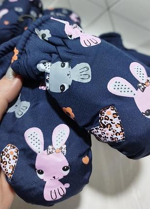Дитячі краги 1-3 роки, зимові рукавички термо, непромокаючі, для снігу. темно-синій колір