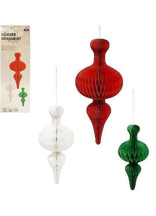 Набор подвесных бумажных новогодних украшений "фонарик" cg-10, 3 шт