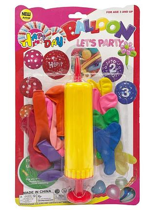 Набор воздушных шаров "сердце" mk5479 насос, 17 шт, на листе желтый