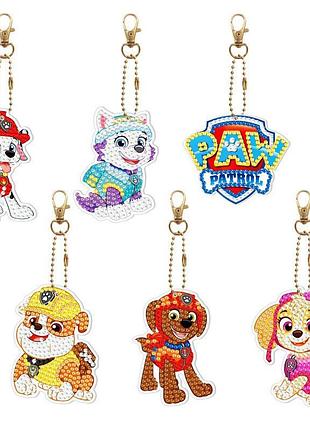 Набор брелков алмазная выкладка "щенячий патруль" br46, 6 шт