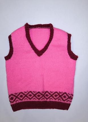 В'язана тепла жилетка / зимова / жилет / безрукавка / телогрейка