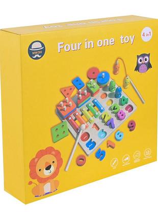 Детская деревянная игрушка "4 в 1" c9404 рыбалка, ксилофон 4