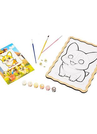 Картина по номерах "коргі" puz-22941 формат а4 пензлик, фарби, кріплення для стіни