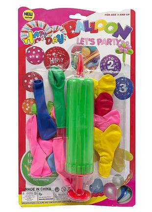 Набор воздушных шаров "сердце" mk5479 насос, 17 шт, на листе зеленый