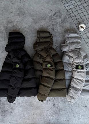 Чоловіча зимова куртка stone island на змійці знімний капюшон металеве лого преміум якість, тепла куртка