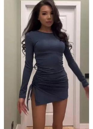 Жіноча сукня міні ; кольори - чорний, шоколад, графит ; розмір: 42-46;