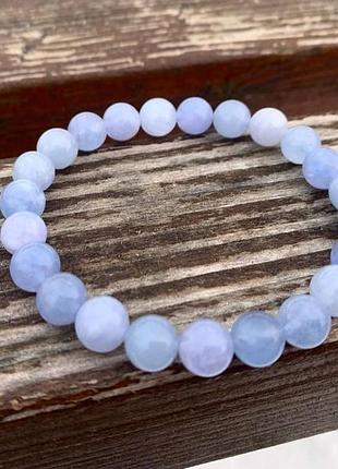 Браслет, браслет с камнями, браслет из ангелита, браслет ручной работы