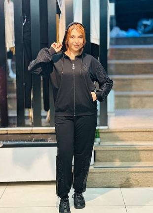 Костюм утепленный с гипюром и камушками спортшик турция люкс батал 50-58