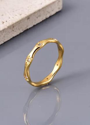 Мінімалістичне кільце з цирконіями нержавіюча сталь stainless steel