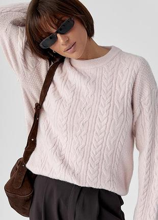 В'язаний светр у косички  м жіночий теплий светр