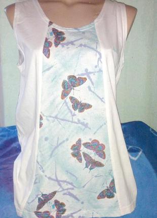 Спортивна коттоновая майка з метеликами,44-50разм.,etirel,португалія,пог-49-55см