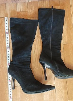 Чоботи жіночі, замшеві, "magna bestmade", зимові, чорного  кольору