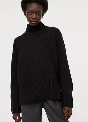 Вʼязаний светр h&m светр з вовни вовняний під горло з розрізами
