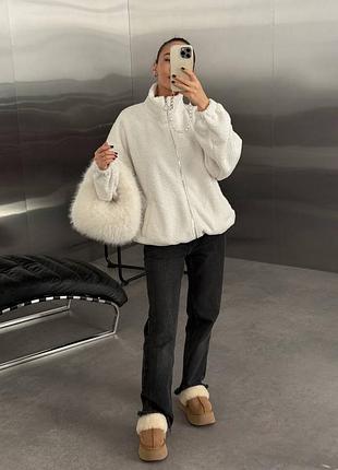 Тепла кофта на змійці худі букле на флісі