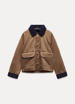Вощена коричнева куртка zara