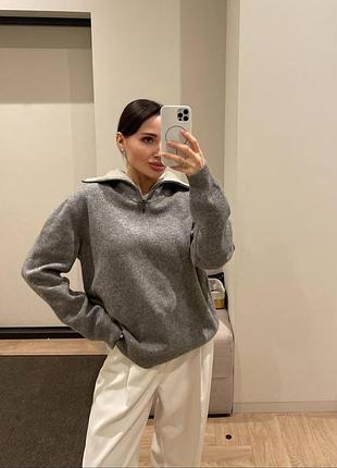 Брендовий розкішний вовняний zip светр стиль cos🥰