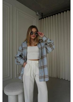 Розпродаж 🏷 тепла оверсайз подовжена сорочка в клітинку картата на ґудзиках