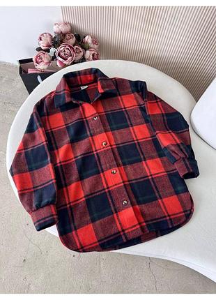 Распродажа 🏷 теплое оверсайз удлиненная рубашка в клетку в клетку на пуговицах